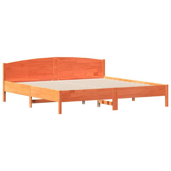 vidaXL Cama sin colch&oacute;n madera maciza de pino marr&oacute;n cera 180x200 cm