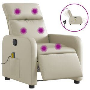 vidaXL Sill&oacute;n de masaje reclinable el&eacute;ctrico cuero sint&eacute;tico crema