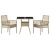vidaXL Conjunto de Comedor de Jardín 3 pcs Beige Poliratán
