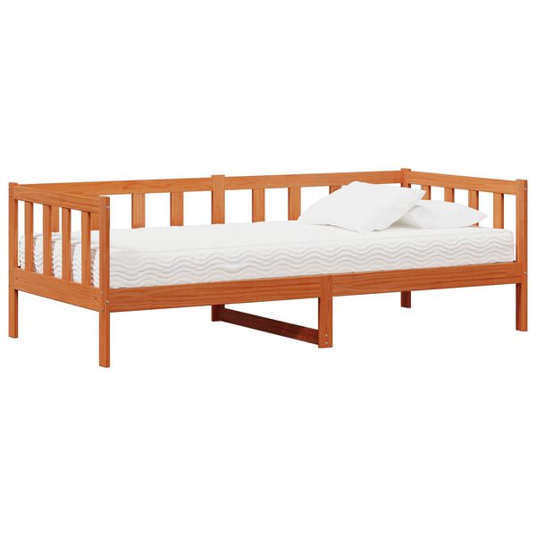 vidaXL Cama d&iacute;a Madera Encerada Marr&oacute;n y Blanca 90 x 200 cm