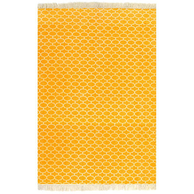 vidaXL Alfombra de algodón Kilim 120x180 cm estampado amarillo