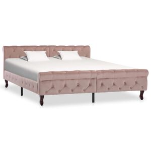 vidaXL Estructura de cama sin colch&oacute;n terciopelo rosa 160x200 cm