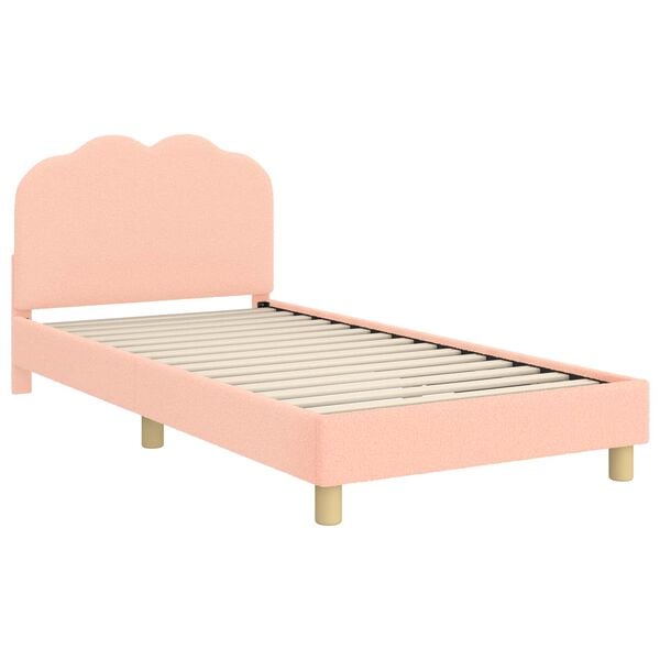 vidaXL Cama para ni&ntilde;os con cabecero Rosa 90 x 200 cm Tela de Oveja
