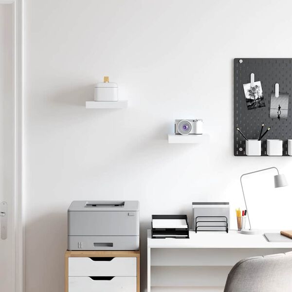 vidaXL Estante flotante pared 2 uds blanco y roble MDF 90x23,5x3,8 cm