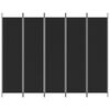 vidaXL Biombo divisor de 5 paneles de tela negro 250x200 cm