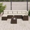 vidaXL Conjunto de sof&aacute; de jard&iacute;n 8 pcs Marr&oacute;n y blanco Polirat&aacute;n