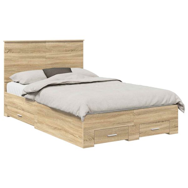 vidaXL Estructura de cama con cabecera Roble Sonoma 120 x 200 cm