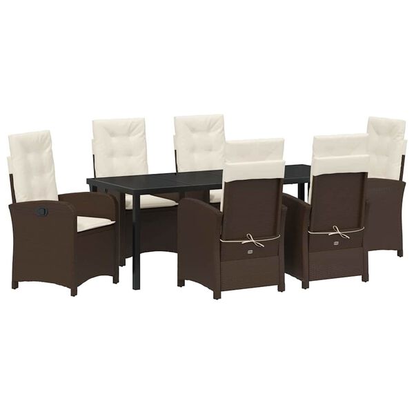 vidaXL Conjunto de Comedor de Jard&iacute;n 7 pcs Marr&oacute;n rat&aacute;n sint&eacute;tico