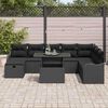 vidaXL Conjunto de sof&aacute; de jard&iacute;n con coj&iacute;n 9 pcs Negro Polirat&aacute;n
