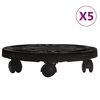 vidaXL Soporte con ruedas para plantas 5 uds negro di&aacute;metro 30cm 170kg