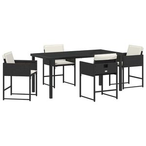 vidaXL Conjunto de Comedor de Jard&iacute;n 5 pcs Negro rat&aacute;n sint&eacute;tico