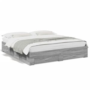 vidaXL Cama con cajones madera ingenier&iacute;a gris Sonoma 180x200 cm