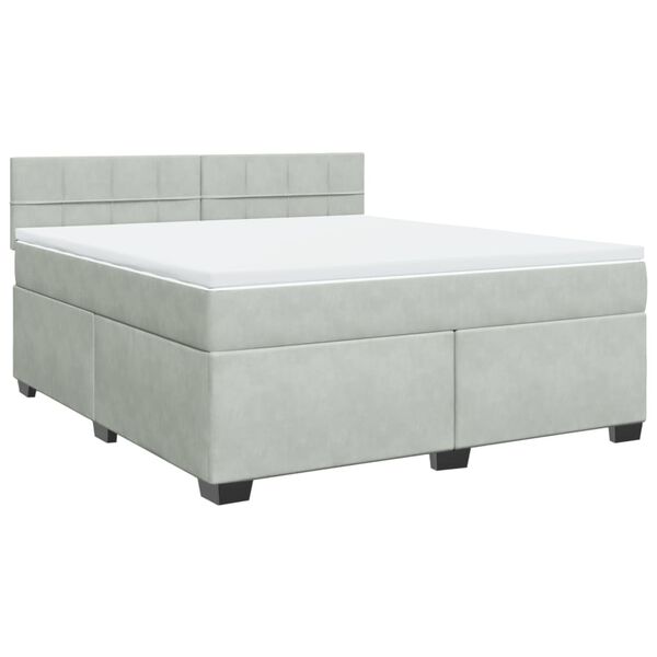 vidaXL Cama box spring con colch&oacute;n terciopelo gris claro 180x200 cm