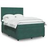 vidaXL Cama box spring con colch&oacute;n terciopelo verde oscuro 160x200 cm