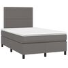 vidaXL Cama box spring con colch&oacute;n LED cuero sint&eacute;tico gris 120x190 cm