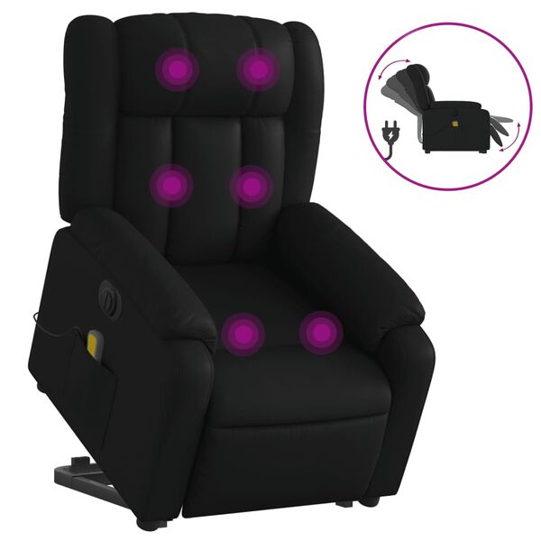 vidaXL Sill&oacute;n de masaje elevable el&eacute;ctrico cuero sint&eacute;tico negro