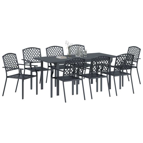 vidaXL Conjunto de Comedor de Jard&iacute;n 9 pcs Antracita