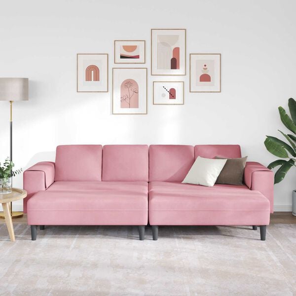 vidaXL Sof&aacute; de sala 3 pcs Rosa