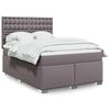 vidaXL Cama box spring con colch&oacute;n cuero sint&eacute;tico gris 140x190 cm