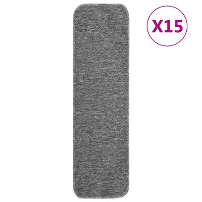 vidaXL Alfombrillas de escalera 15 uds gris rectangular 75x20 cm