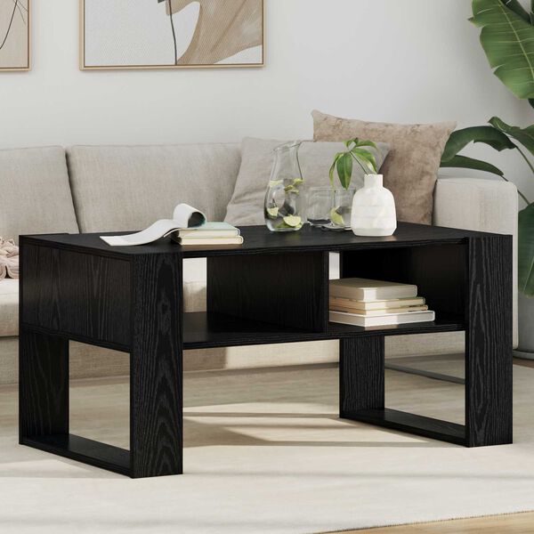 vidaXL Mesa de Caf&eacute; Roble Negro 92 x 53 x 45 cm Madera de ingenier&iacute;a