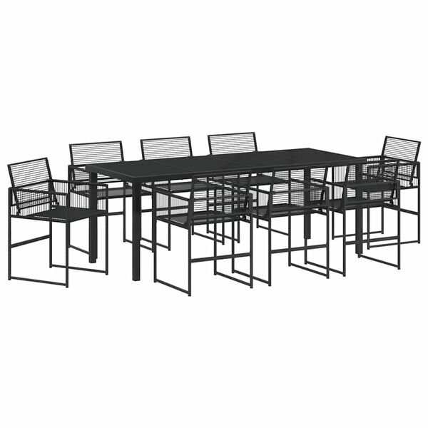 vidaXL Conjunto de Comedor de Jard&iacute;n 9 pcs Negro