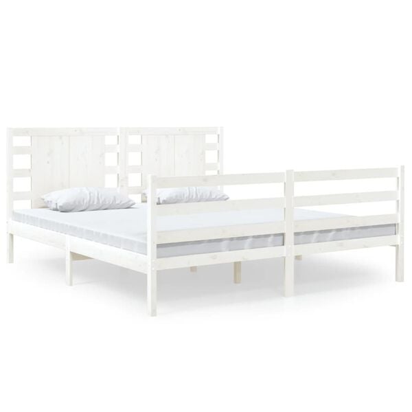 vidaXL Estructura de cama sin colch&oacute;n madera de pino blanca 150x200 cm