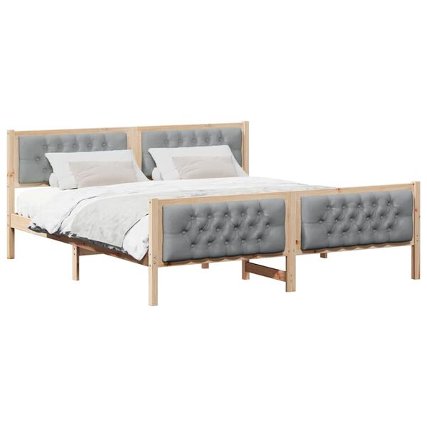vidaXL Estructura de cama con cabecera Gris Claro 160 x 200 cm