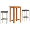 vidaXL Mesa y taburetes de jard&iacute;n 3 pzas madera acacia rat&aacute;n PE gris