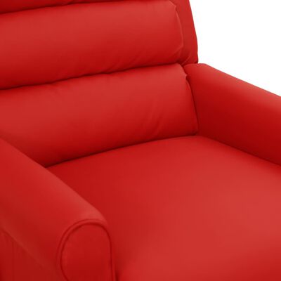 vidaXL Sillón de masaje reclinable de cuero sintético rojo tinto