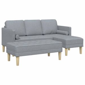 vidaXL Juego de Sof&aacute; 2 uds. Gris Claro Poli&eacute;ster