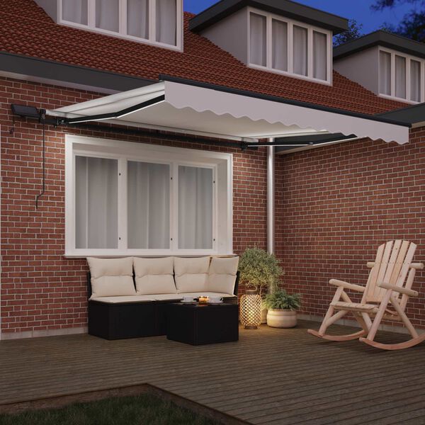 vidaXL Toldo Retr&aacute;ctil con luces de tiras LED Manual 350 x 250 cm tela