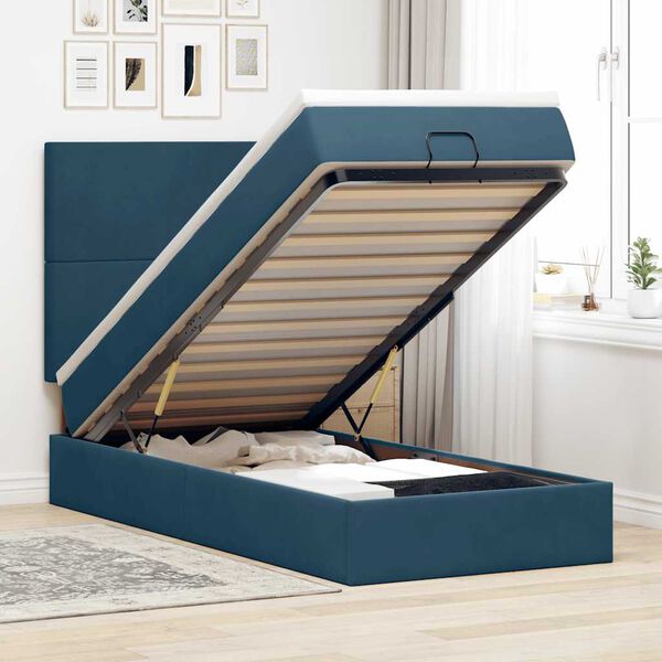 vidaXL Estructura cama otomana colchones terciopelo azul oscuro