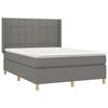 vidaXL Cama box spring colch&oacute;n y luces LED tela gris oscuro 140x200 cm