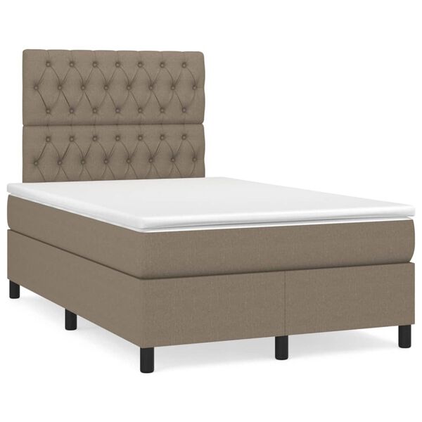 vidaXL Cama box spring con colch&oacute;n y LED tela gris taupe 120x190 cm