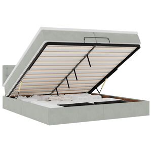 vidaXL Estructura de cama otomana con colch&oacute;n gris claro 200x200 cm