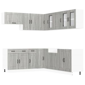 vidaXL Mueble cocina Kalmar sonoma gris 11 pzas madera contrachapada