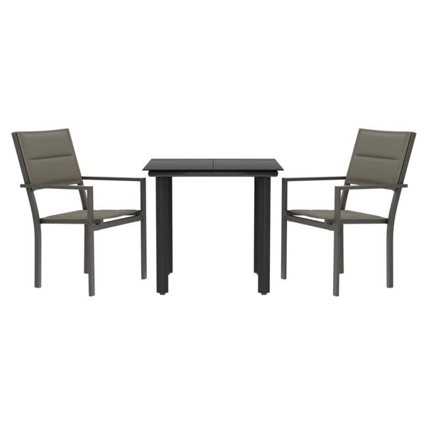 vidaXL Juego de comedor para jardín 3 piezas acero y textilene negro
