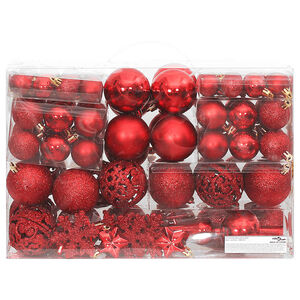 vidaXL Juego de bolas de Navidad 111 pzas poliestireno rojo