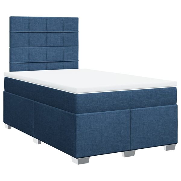 vidaXL Cama box spring con colch&oacute;n tela azul 120x190 cm