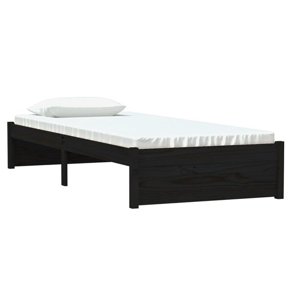 vidaXL Estructura de cama sin colchón madera maciza negro 75x190 cm