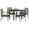 vidaXL Conjunto de Comedor de Jard&iacute;n 5 pcs Negro rat&aacute;n sint&eacute;tico