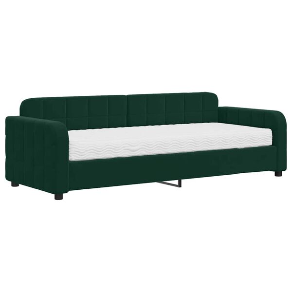 vidaXL Sof&aacute; cama con colch&oacute;n terciopelo verde oscuro 80x200 cm
