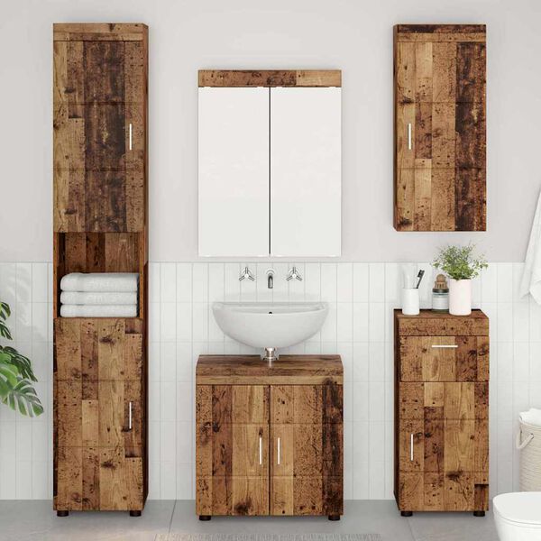 vidaXL Armario de pared para ba&ntilde;o TULUM Madera vieja 37 x 24,5 x 86 cm