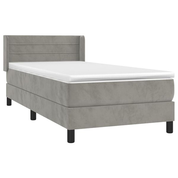 vidaXL Cama box spring con colch&oacute;n terciopelo gris claro 100x200 cm