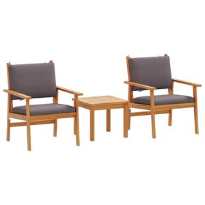 vidaXL Conjunto de sofá de jardín 3 pcs Marrón Madera maciza de Acacia