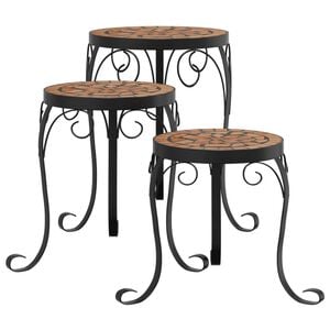 vidaXL Soportes para plantas 3 uds cer&aacute;mica terracota