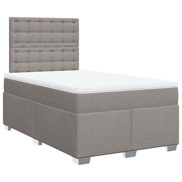 vidaXL Cama box spring con colch&oacute;n tela gris taupe 120x190 cm