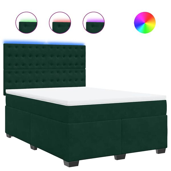 vidaXL Cama box spring con colch&oacute;n terciopelo verde oscuro 160x200 cm