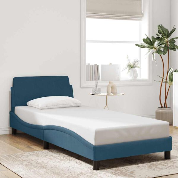 vidaXL Estructura de cama con cabecero Dover terciopelo azul 90x200 cm
